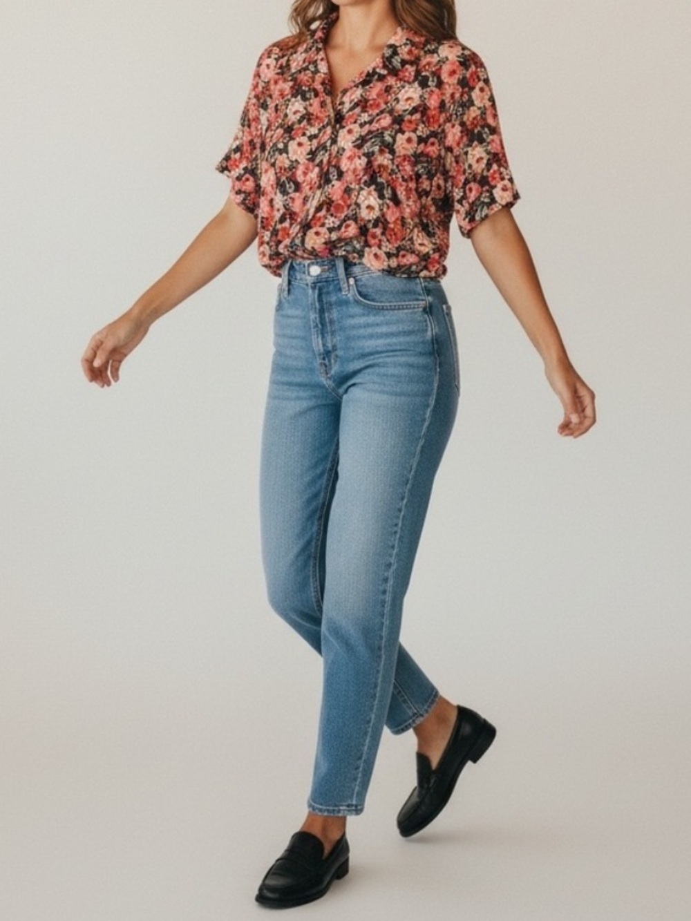 5 for $25!! Vintage 90s I am Floral Button Front Blouse Size L